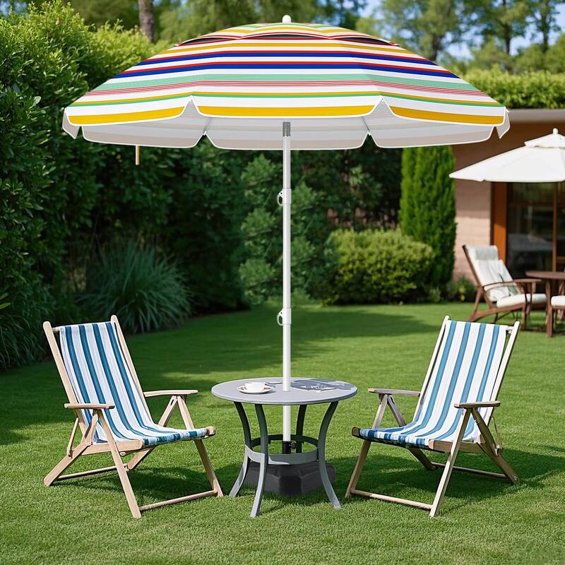 Costway 6.5 FT Beach Umbrella Folding Outdoor Parasol with Push Button