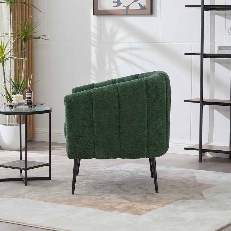 Modern Upholstered Vanity Barrel Accent Chair with Metal Legs, Lounge Chair Single Sofa Round Leisure Armchair