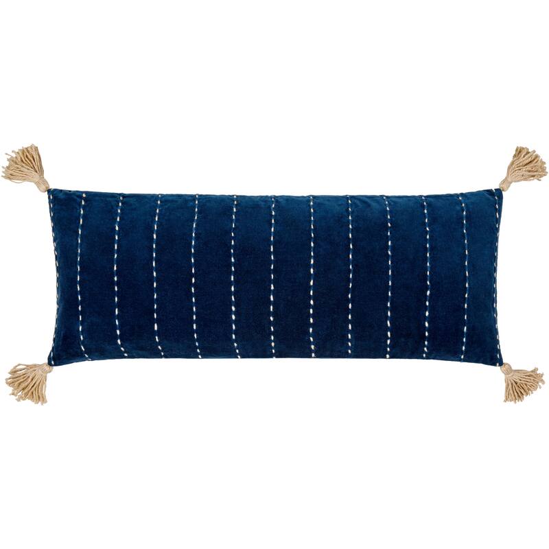 Lexy Thin Stripe Bright Lumbar Pillow with Corner Tassels - Cover Only - Navy