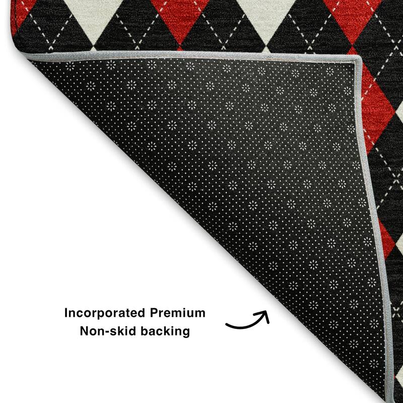 Premium Washable Super Soft Argyle Mayfield Rug