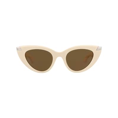 Alexander McQueen Cat Eye-Frame Recycled Acetate Sunglasses, Nicotine Lens, Shiny Solid Ivory Frame