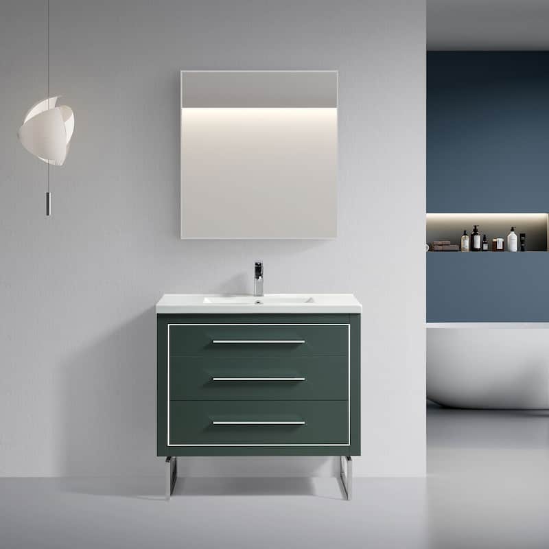 LaLa 36" Single Vanity Set - Olive with Chrome Trim