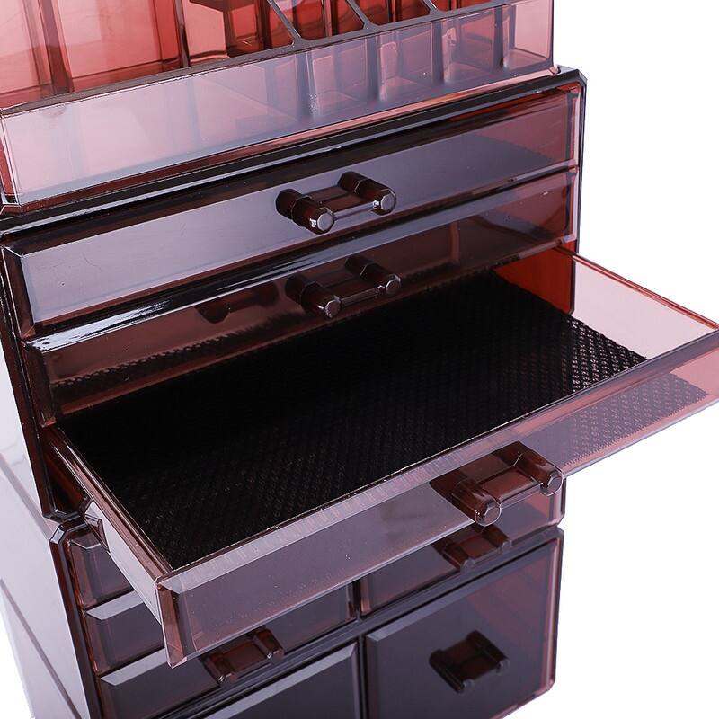 4Pcs/Set Plastic Cosmetics Storage Rack Transparent Coffee