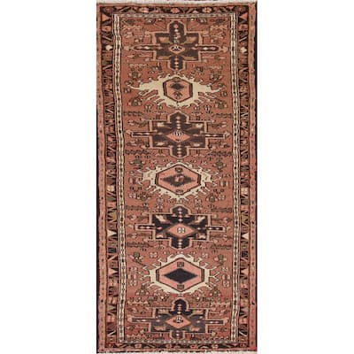 Pink Gharajeh Persian Vintage Runner Rug Handmade Wool Carpet - 2'3"x 6'7"