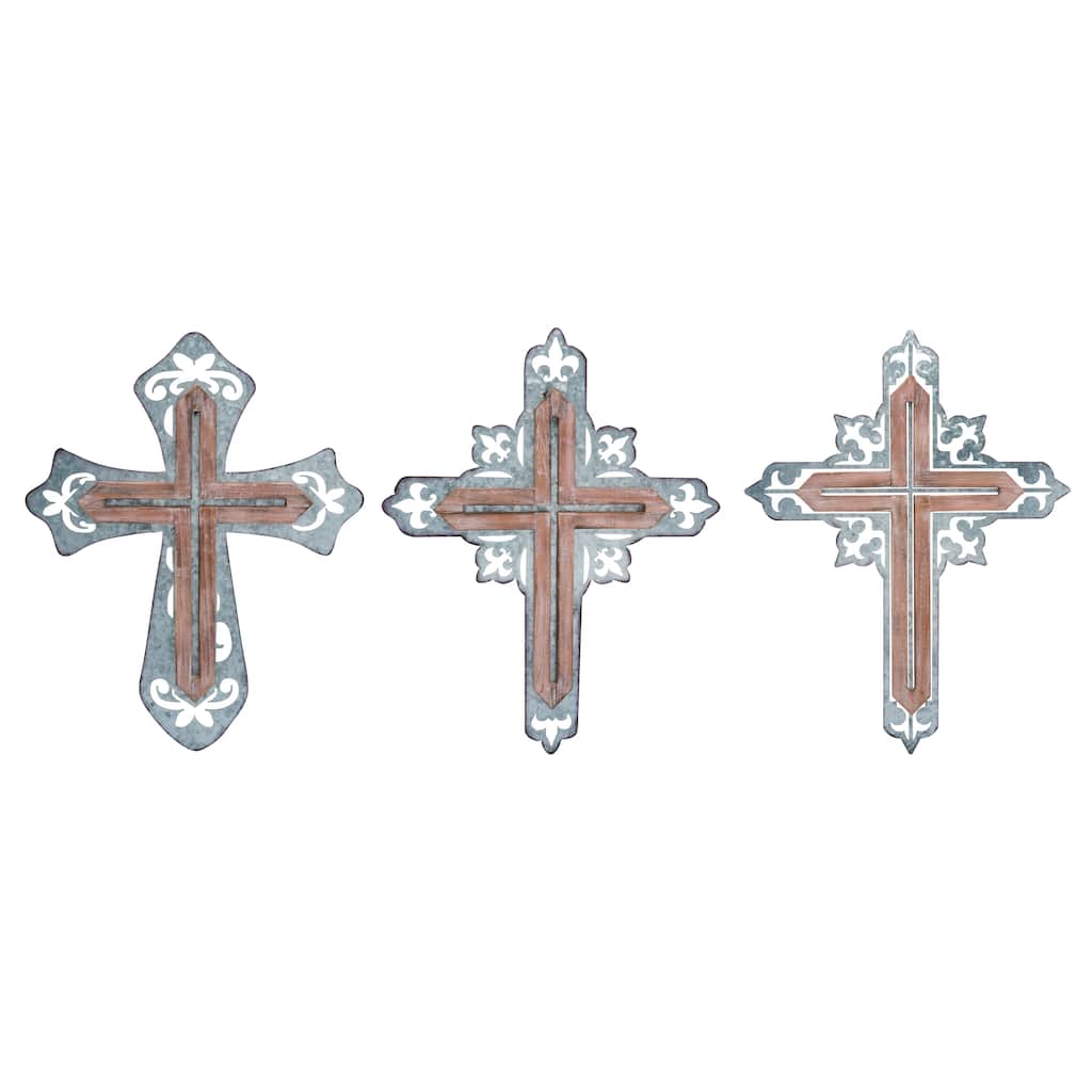 Transpac Wood/Metal Decorative Crosses Set of 3 Spring Home Decorations