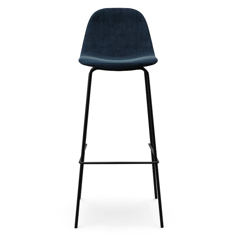 Maxine Velvet Bar Height Stools Black Legs (Set of 2)