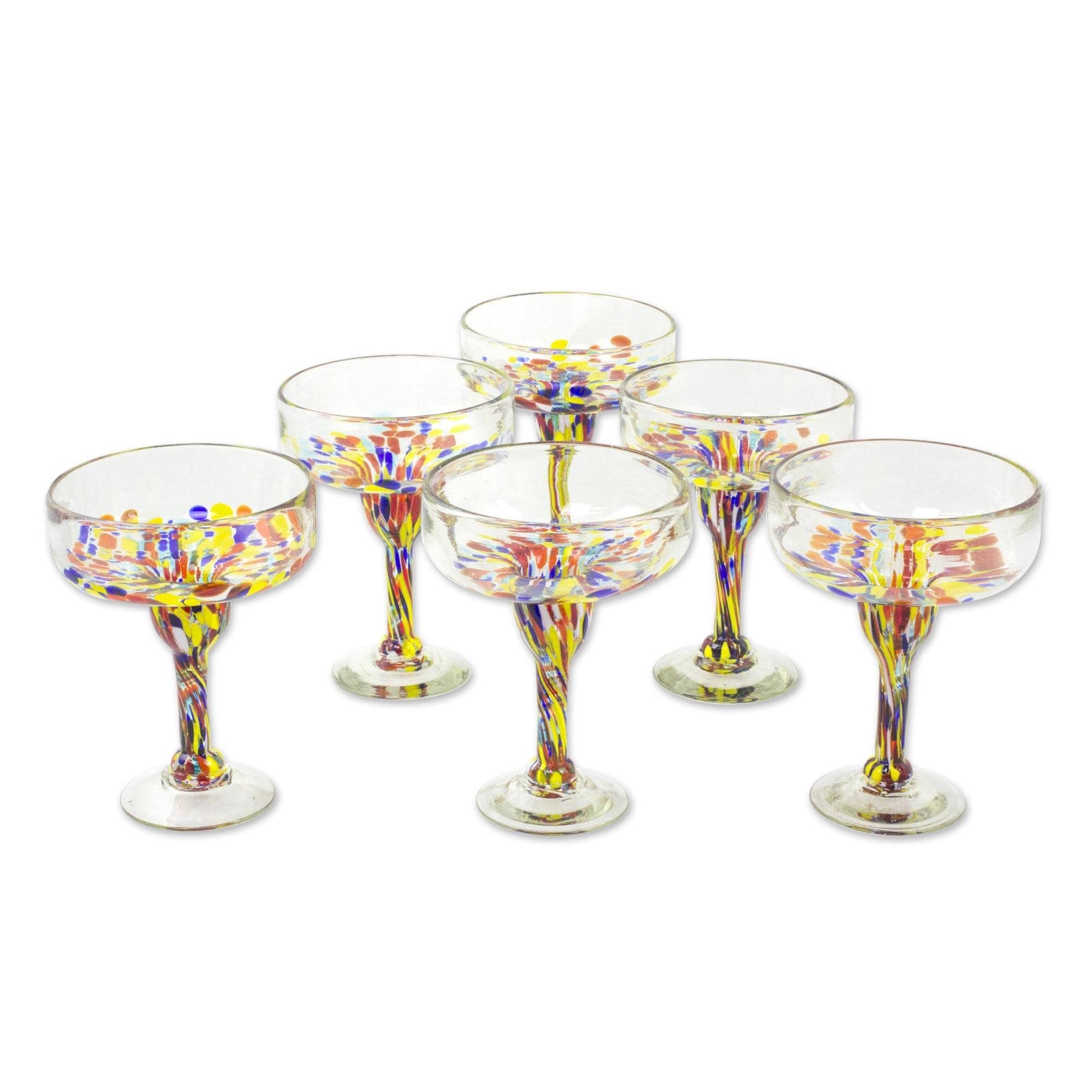 Set of six (6) 16 oz. Multi Color, Confetti Swirl Mexican glasses