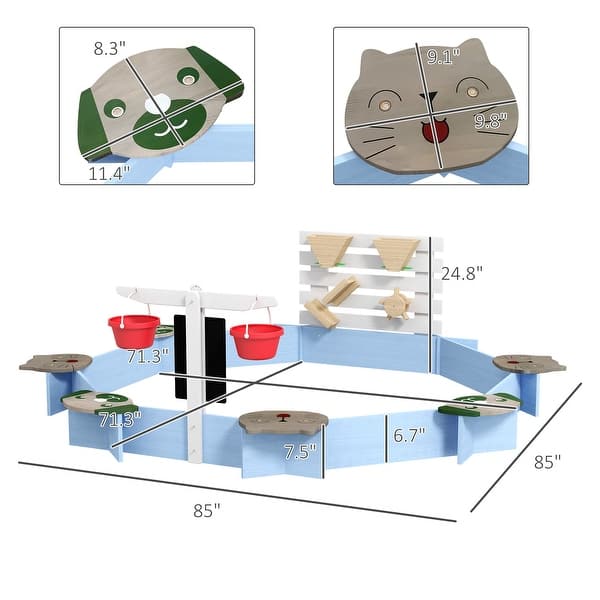 dimension image slide 2 of 3, Wooden Sandbox with Liner, Kitchen Design, Sink for 3-7 Years Old