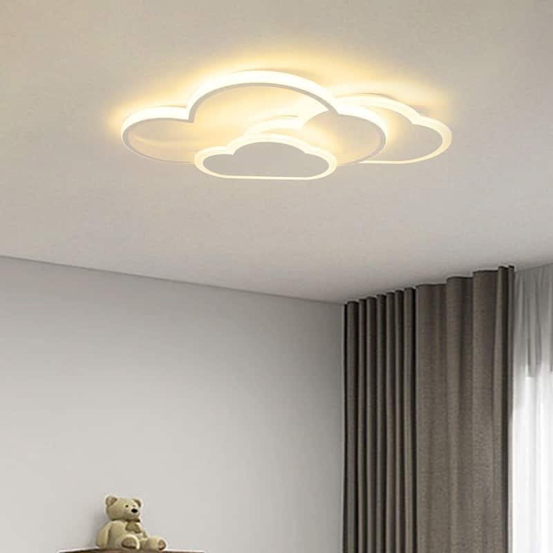 3 Light Color LED Flush Mount Cloud-Shaped Ceiling Light - White - Cloud