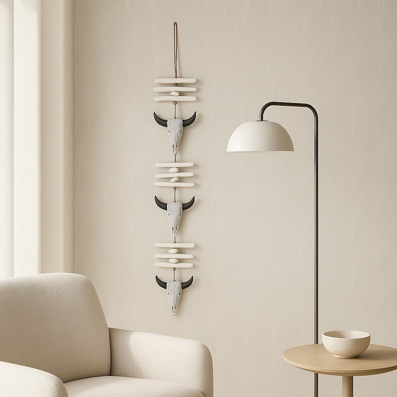 Decorative Wooden Cow Skulls for Home Decor - 29", Black & White - 29.0" - Black/ White - 29.0"