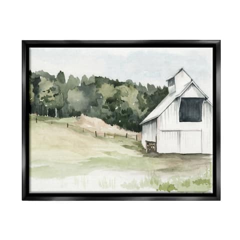 Stupell Industries Quiet Countryside Farmhouse Cottage Green Pasture Floater Frame