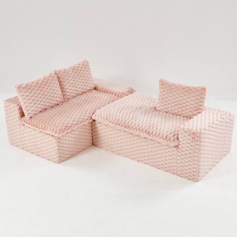 L-Shaped Sleeper Sectional Sofa Convertible Straight Sofa, Loveseat and Chaise Lounge Set for Living Room