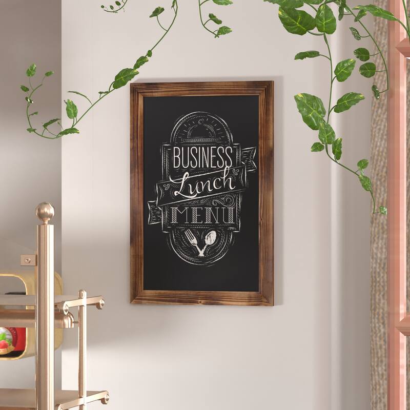 Wall Mounted Magnetic Chalkboard - 20"W x 0.75"D x 30"H - Torched Brown