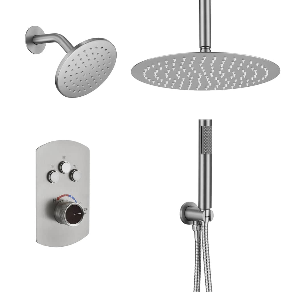 Dual Shower Heads 12 Inch Ceiling Mounteded Rainfall Shower Set