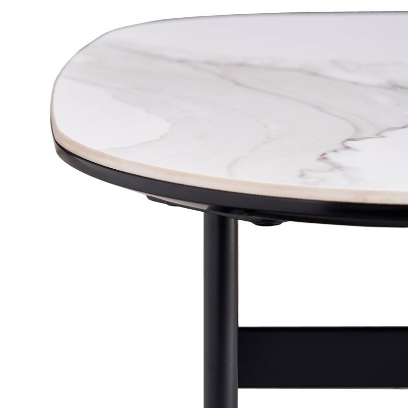 GDF Studio - Tignall Modern Ceramic Square Coffee Table with Rock Beam Top