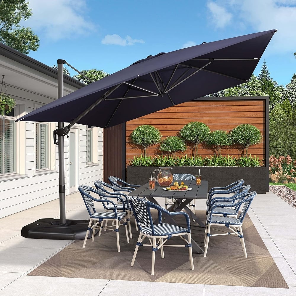 PURPLE LEAF 10 x 13 ft 360 Degree Rotation Patio Umbrella With Base