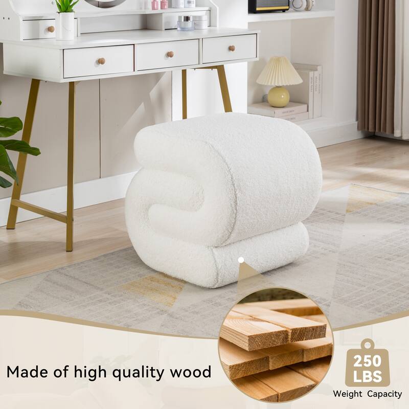 Sshape Velvet Fabric Ottoman Makeup Stool Footstool,