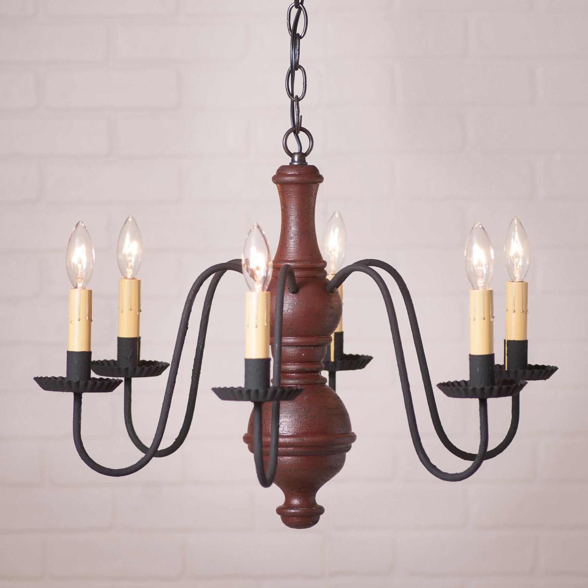 Irvin's Country Tinware Medium Chesterfield Chandelier in Americana Red - 16.5 X 21.5 X 21.5 inches - Chandeliers For Bedrooms by Overstock.com