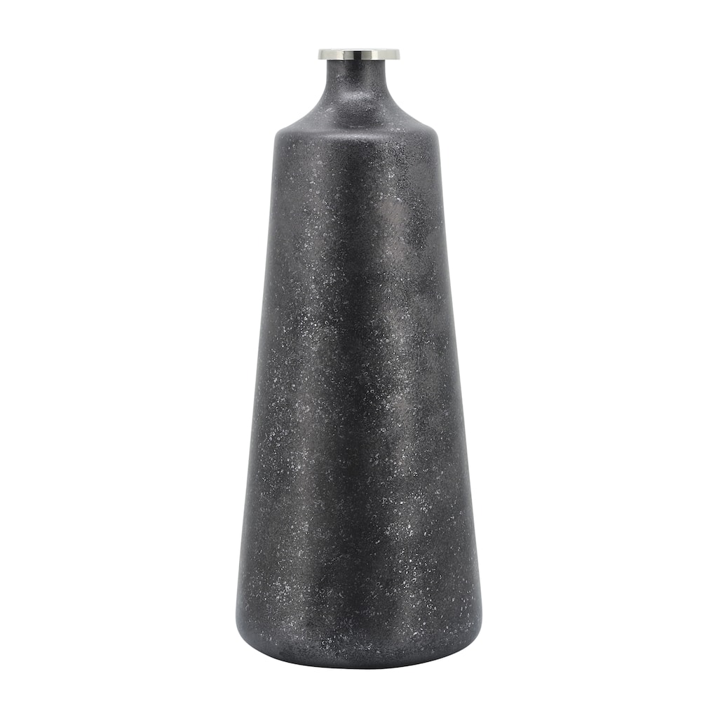 Sagebrook Home Glass & Aluminum Vase, Exquisite Home Decor Piece, Unique Accent for Stylish Interiors