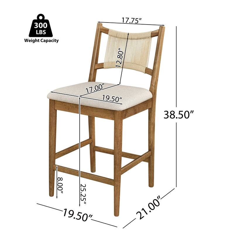 Christopher Knight Home - Modern 5-Piece Rubberwood Counter Height Dining Set with 4 Upholstered Rope Back Stools