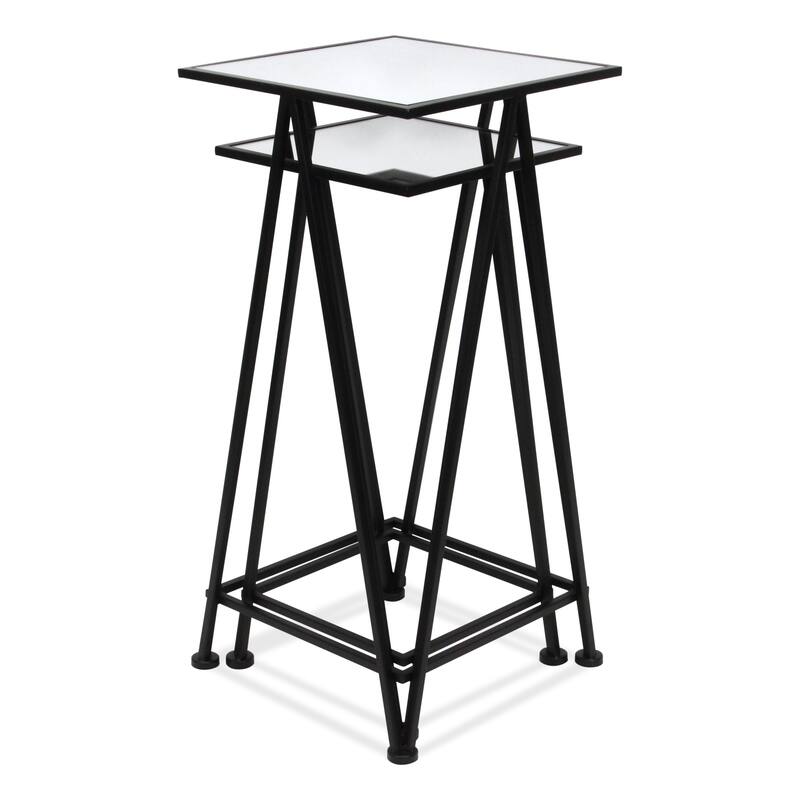 Aeriva Set of 2 Square Metal Modern Tables With Mirror Top
