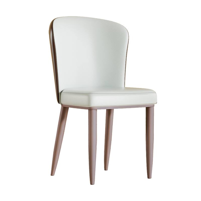 PU Leather Dining Chairs Set of 2, Ergonomic Upholstered Lounge Chair, Accent Chair with Curved Backrest & Carbon Steel Legs