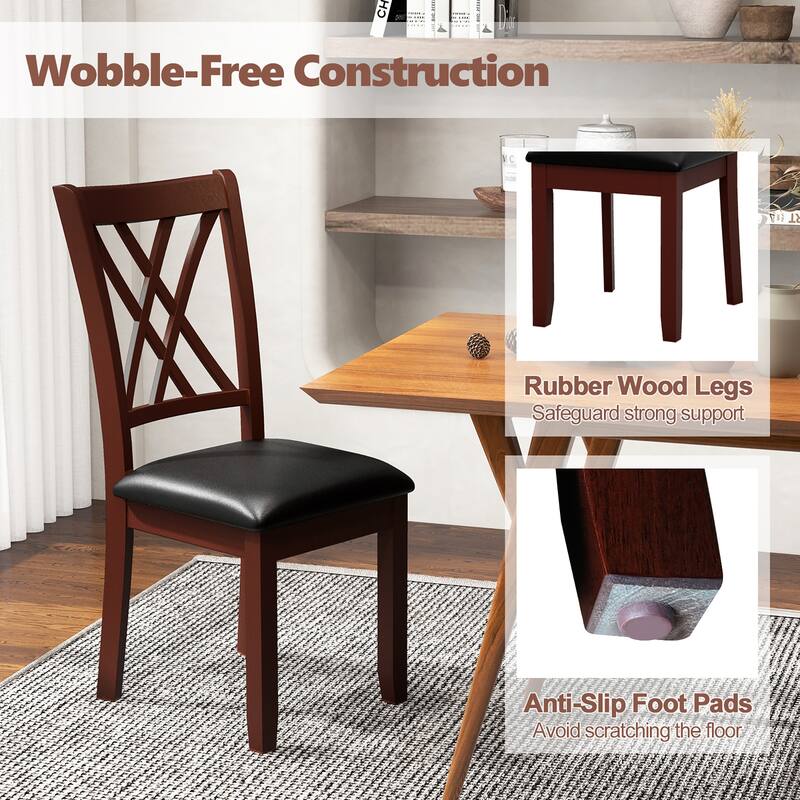 Gymax Set of 4 Dining Chair Kitchen Chair with Backrest Padded Seat &