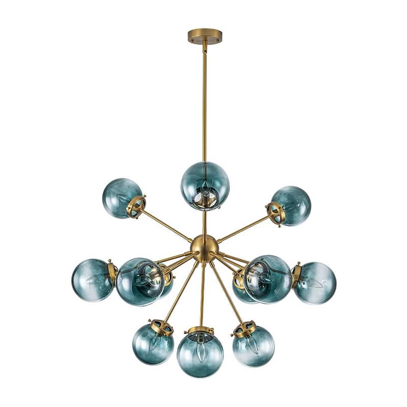 Ornate Glam 12-Light Sputnik Gradient Glass Globe Chandelier - 35.4 in