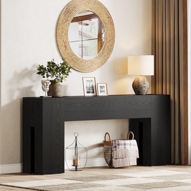 71-Inch Long Console Table for Entryway, Living Room, Rustic Brown - 70.86" L x 13.78" W x 32.3" H