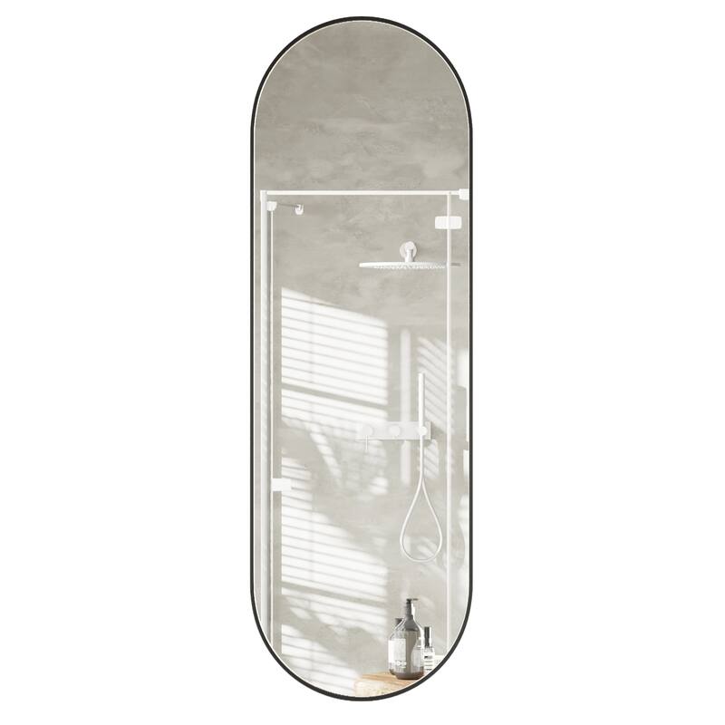 Rust-Proof Brushed Aluminum Frame Oval Full-Length Mirror
