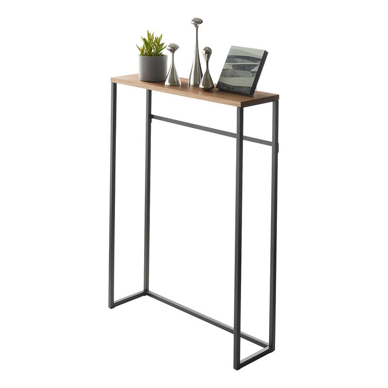 Yamazaki Home Narrow Entryway Console Table, Steel, Holds 11 lbs - L 7.28 x W 23.62 x H 31.69 inches - Black