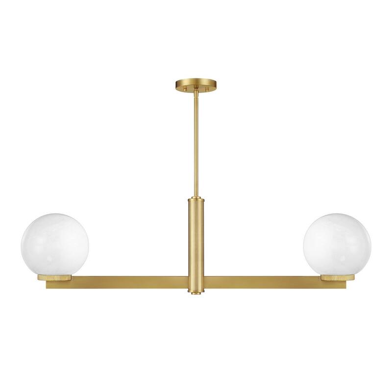 2-Light Linear Chandelier By Trade Winds - Natural Brass