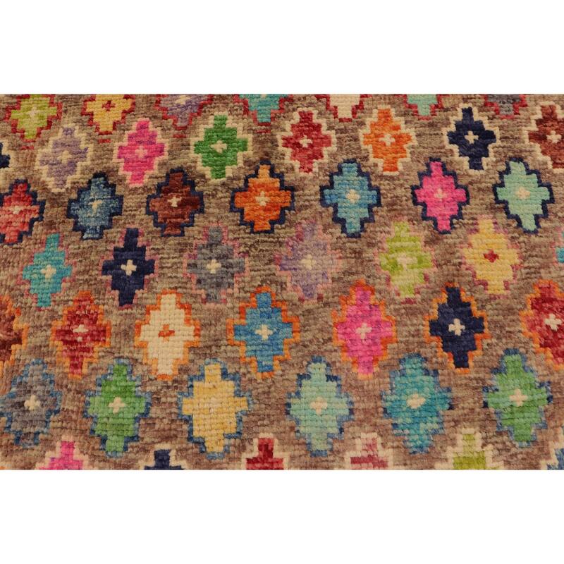 Modern Balochi Horne Brown/Beige Hand Knotted Wool Rug - 3'3'' x 5'1''