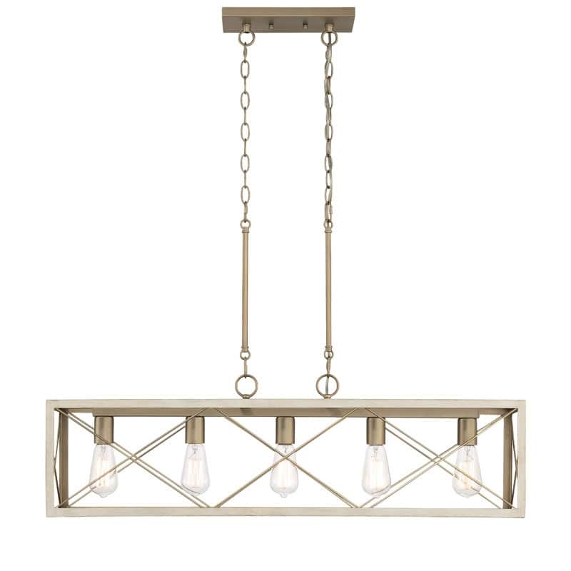 Kiro 5-light Farmhouse Linear Chandelier Faux Wood Dining Lighting with UL Certified - 36''