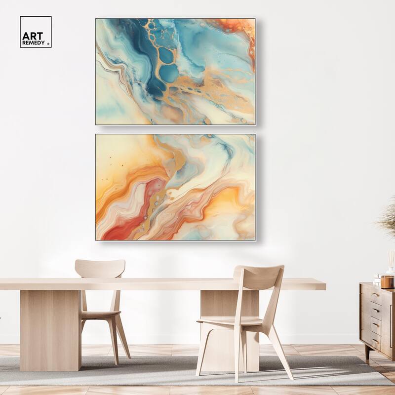 Marbled Sunrise I Canvas Set of 2 by Art Remedy