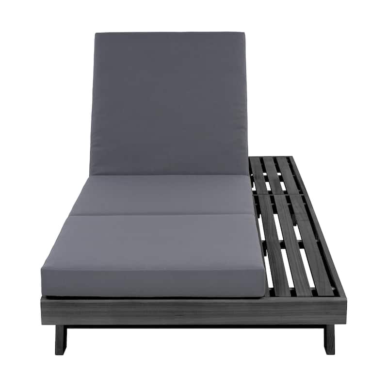 Christopher Knight Home - Calder Modern Outdoor Acacia Wood 4-Position Adjustable Chaise Lounge with Triple-Fold Cushion - 79"L