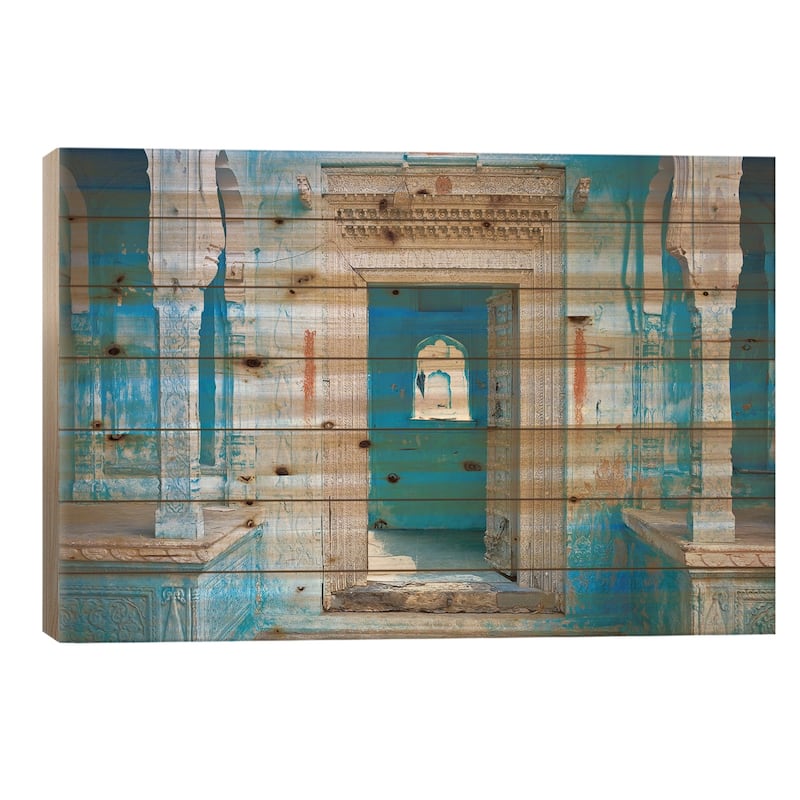 India, Rajasthan. Traditional house entrance. Print On Wood by Jaynes Gallery - Multi-Color - 26x40x1.5