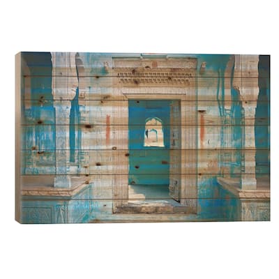 India, Rajasthan. Traditional house entrance. Print On Wood by Jaynes Gallery - Multi-Color