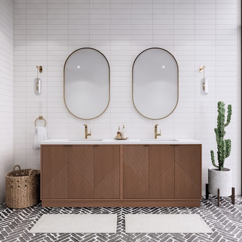 Milano 84 Freestanding Bathroom Vanity with Double White Sink