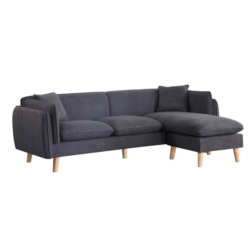 Fabric Sectional Sofa Chaise with Tapered Legs - Dark Gray