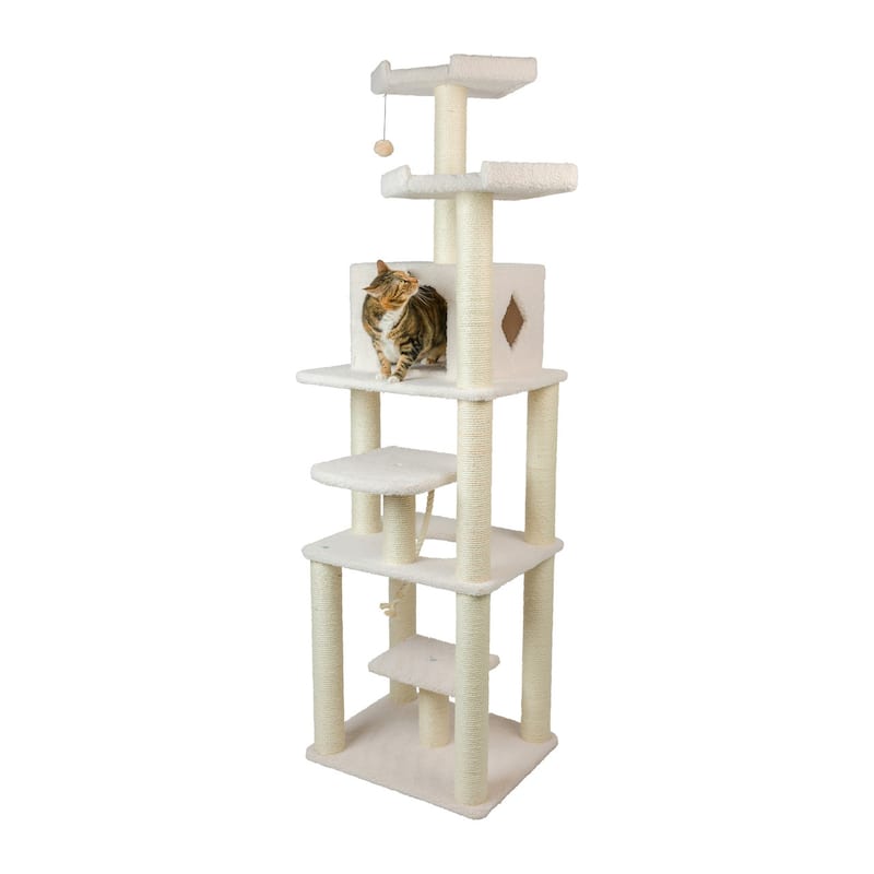 Classic Real Wood Cat Tree In Ivory, Jackson Galaxy Approved - Ivory
