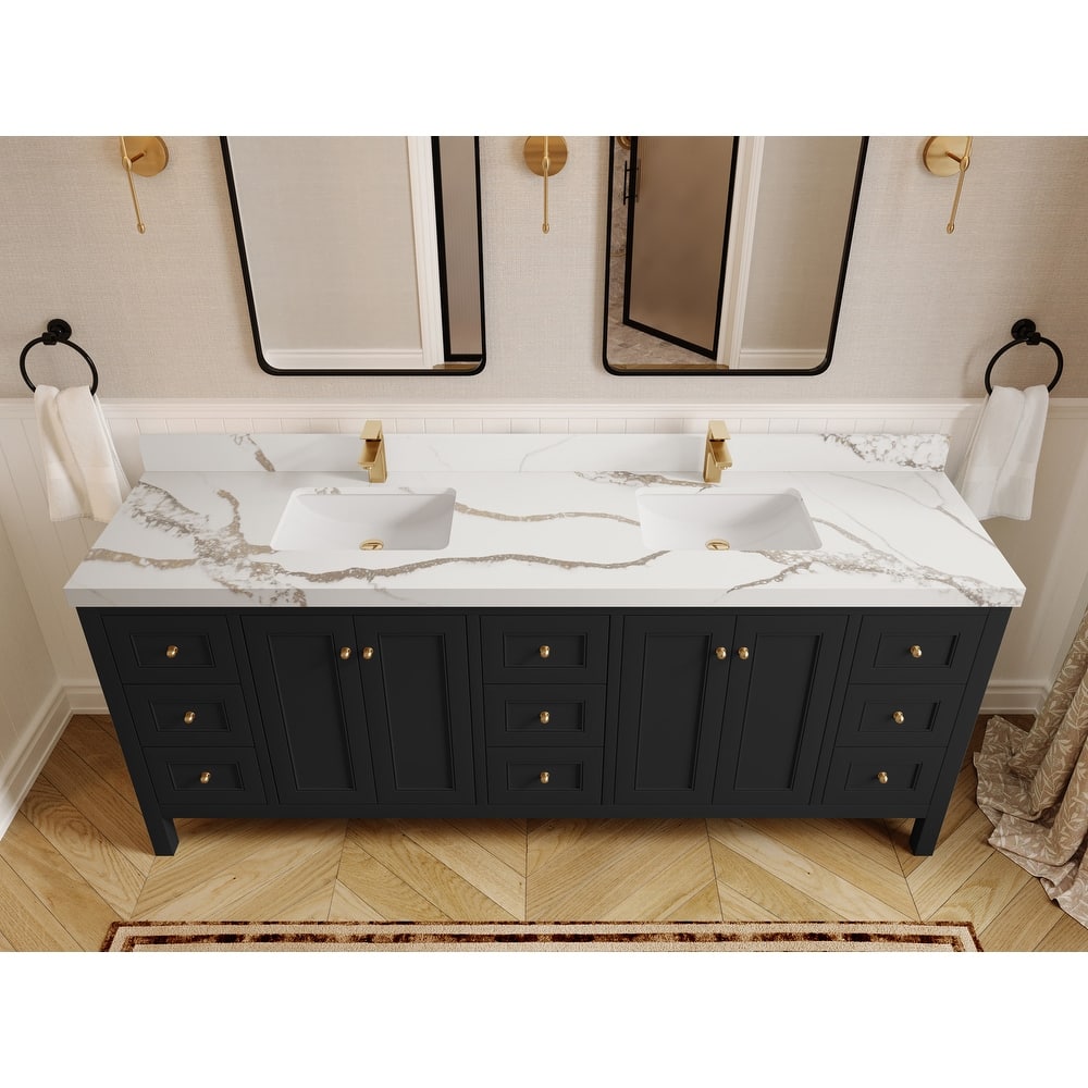 Willow Collections 84 in. W x 22 in. D Nashville Double Bowl Sink Bathroom Vanity with Countertop