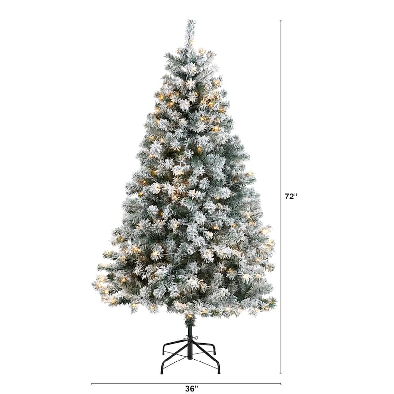 6ft. Flocked Spruce Artificial Christmas Tree with 250 Clear LED Lights - Elegant Winter Wonderland X-Mas Glow