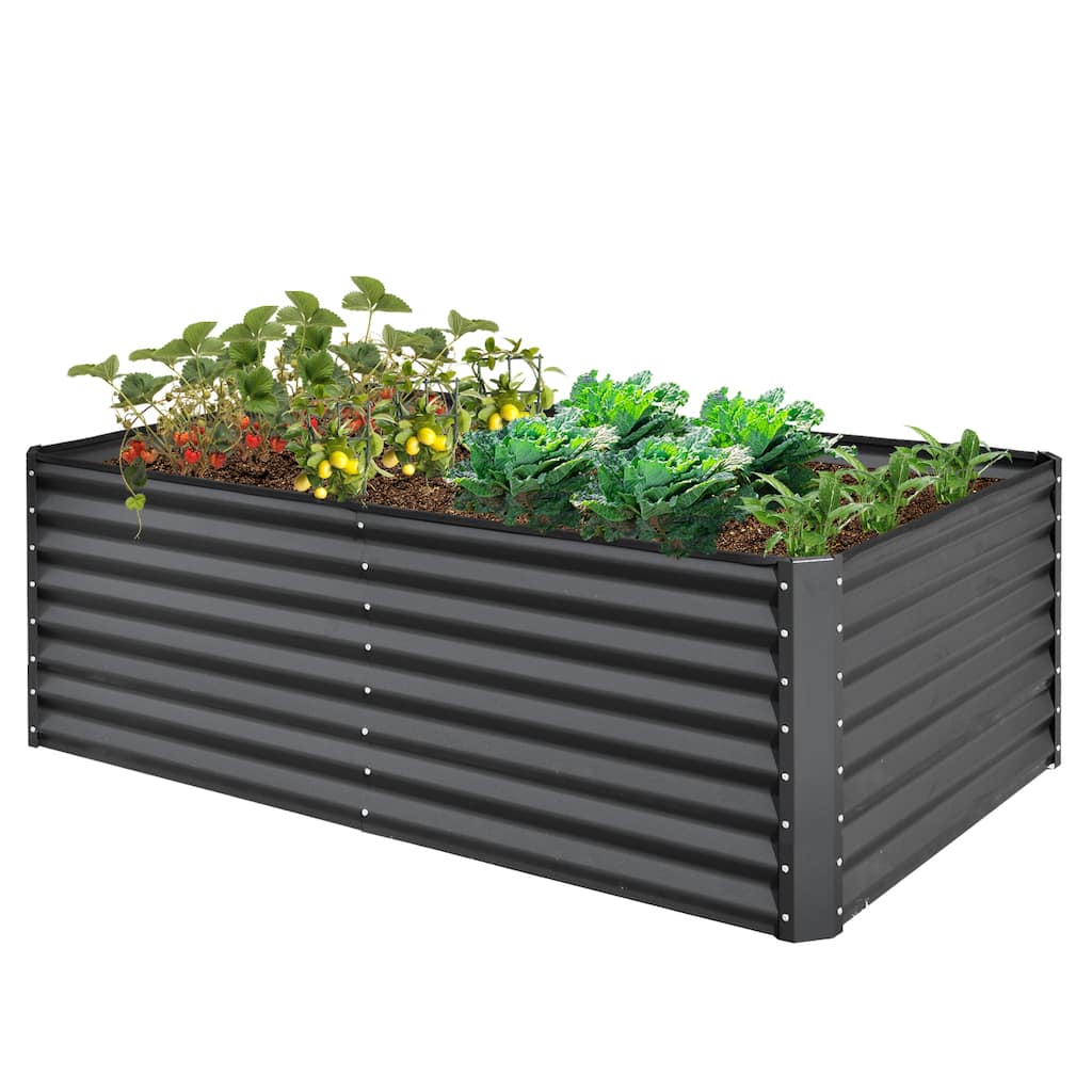 6x3x2ft Galvanized Raised Garden Bed, Planter Garden Boxes Large Metal Planter Box for Gardening Vegetables Fruits Flowers