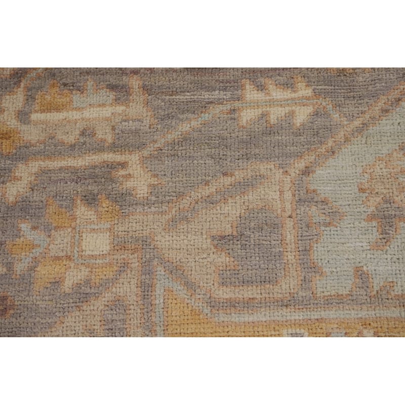 Vegetable Dye Oushak Turkish Rug Hand-Knotted Grey Wool Carpet - 8'2"x 10'1"