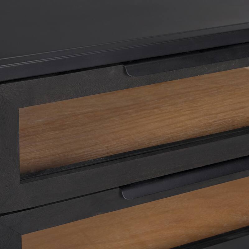 Sloan Dark Brown Solid Wood 2 Drawer Rectangular Side Table
