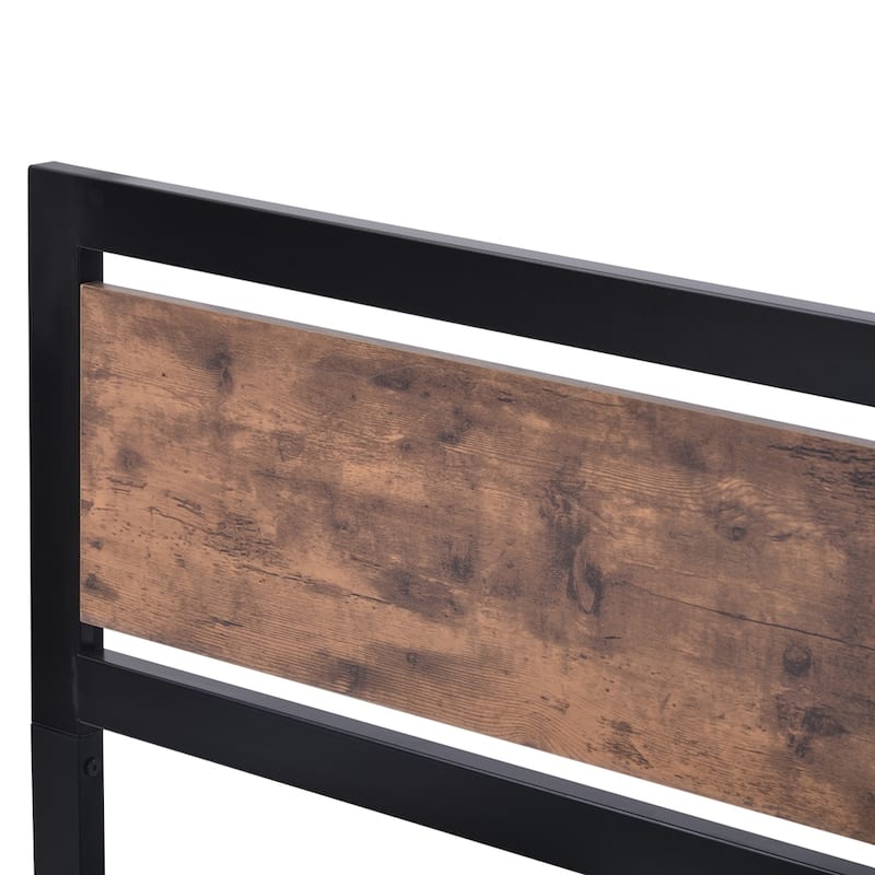 Metal and Wood Bed Frame Platform Bed