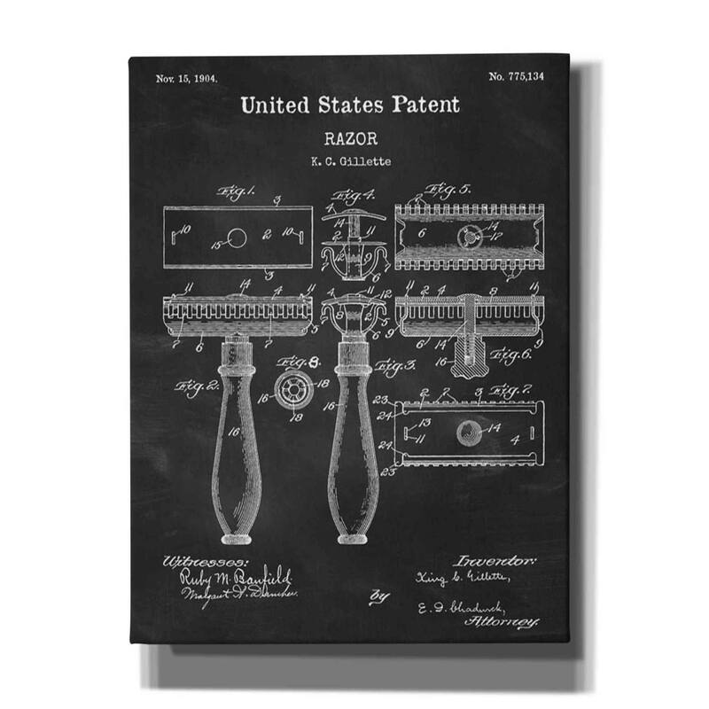 Epic Graffiti 'Razor Blueprint Patent Chalkboard' Canvas Wall Art - 12x18