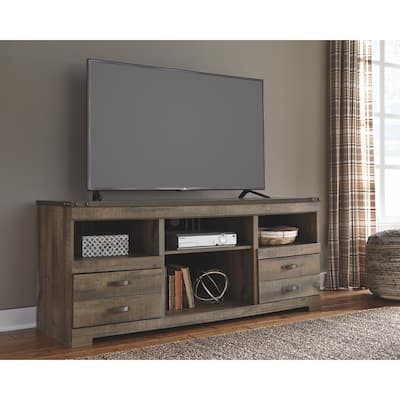 Trinell Casual Large TV Stand w/Fireplace Option Brown