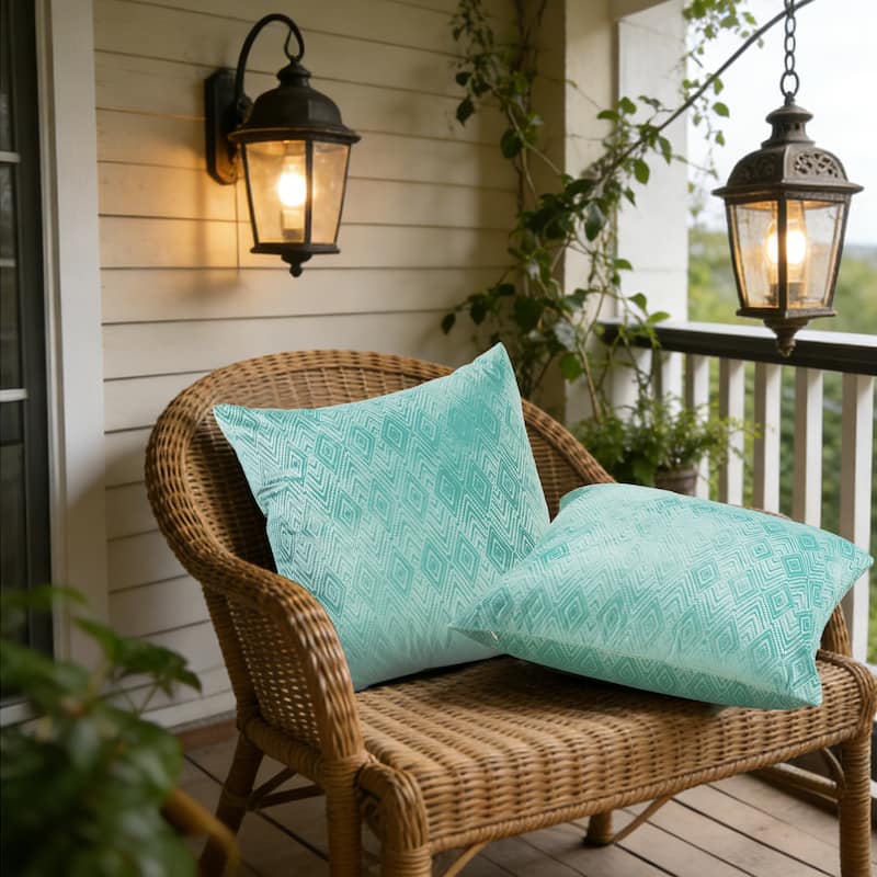 Tonopah Ikat Velvet Throw Pillow Cover Set, NO INSERT - 26" x 26" - North Sea